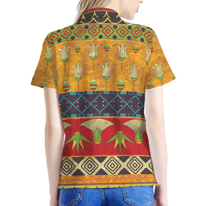 Egyptian Tribal Pattern Print Women's Polo Shirt