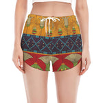Egyptian Tribal Pattern Print Women's Split Running Shorts