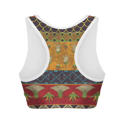 Egyptian Tribal Pattern Print Women's Sports Bra