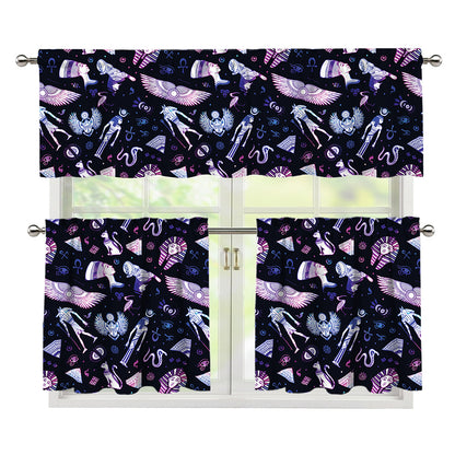 Egyptian Tribal Symbols Print 3 Piece Kitchen Curtains