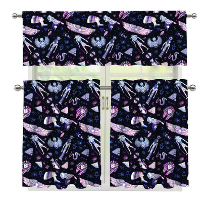 Egyptian Tribal Symbols Print 3 Piece Kitchen Curtains