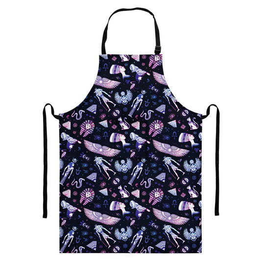 Egyptian Tribal Symbols Print Bib Apron With Pocket