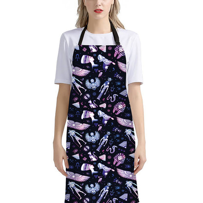 Egyptian Tribal Symbols Print Bib Apron With Pocket