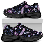 Egyptian Tribal Symbols Print Black Chunky Shoes