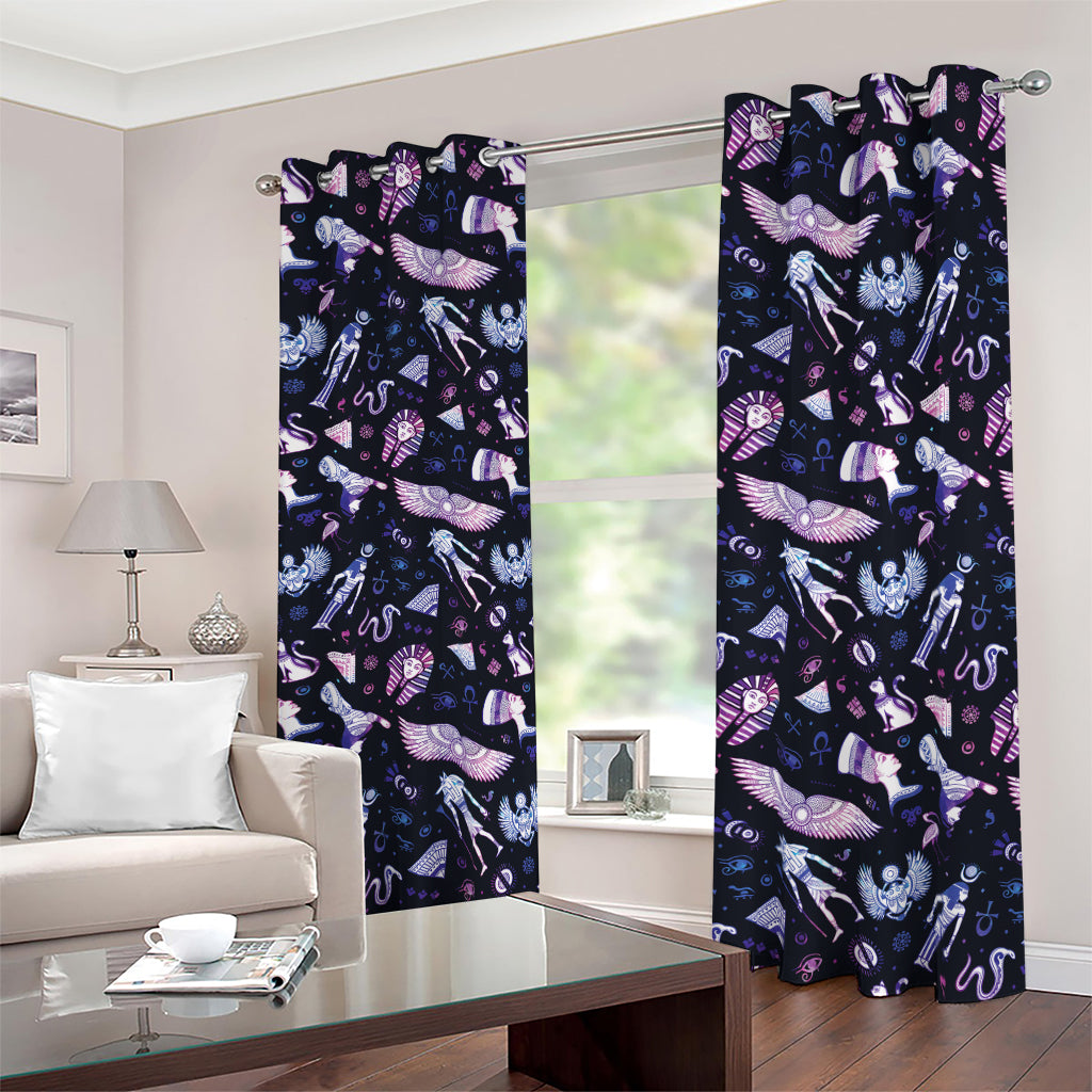 Egyptian Tribal Symbols Print Blackout Grommet Curtains
