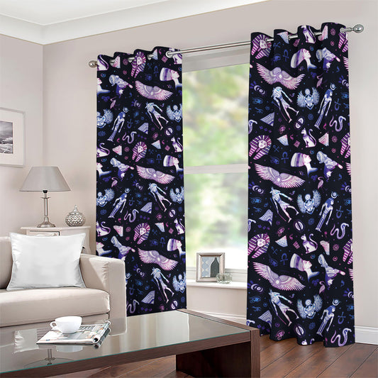 Egyptian Tribal Symbols Print Blackout Grommet Curtains