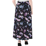 Egyptian Tribal Symbols Print Chiffon Maxi Skirt