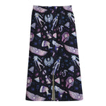 Egyptian Tribal Symbols Print Cotton Front Slit Maxi Skirt