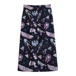 Egyptian Tribal Symbols Print Cotton Front Slit Maxi Skirt