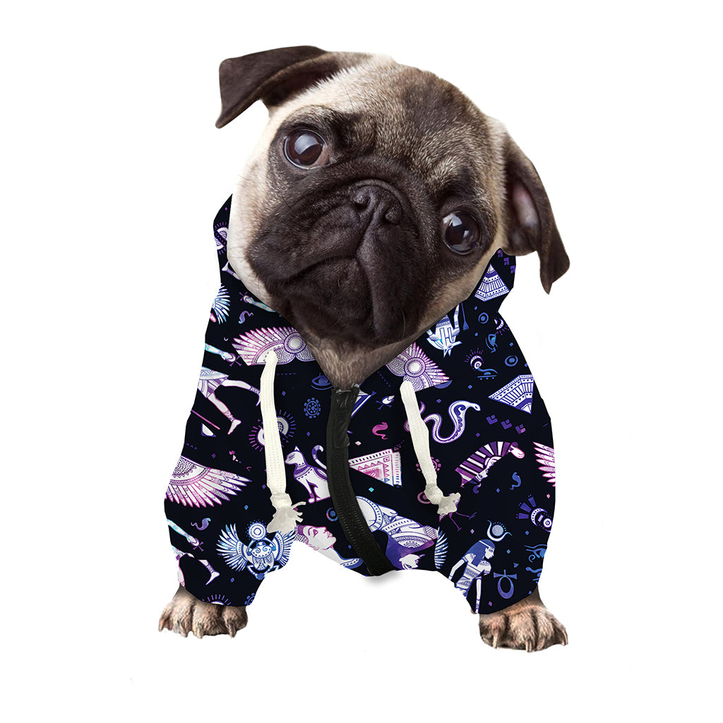 Egyptian Tribal Symbols Print Dog Zip Up Hoodie