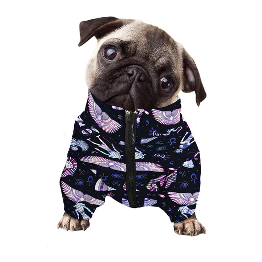 Egyptian Tribal Symbols Print Dog Zip Up Jacket