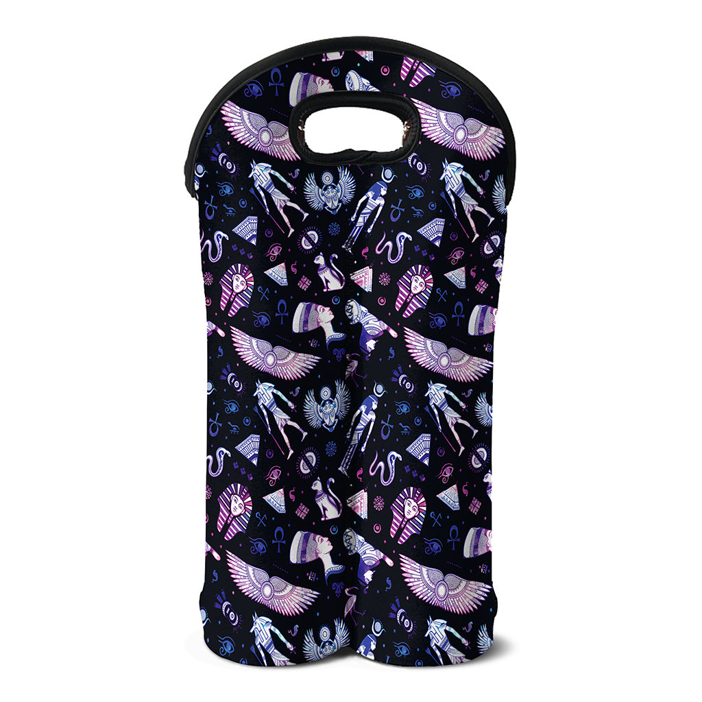 Egyptian Tribal Symbols Print Double Neoprene Wine Tote