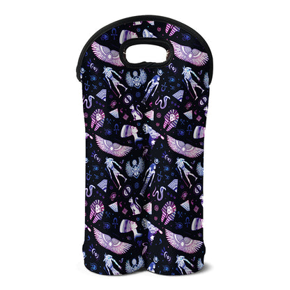 Egyptian Tribal Symbols Print Double Neoprene Wine Tote