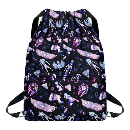 Egyptian Tribal Symbols Print Drawstring Backpack