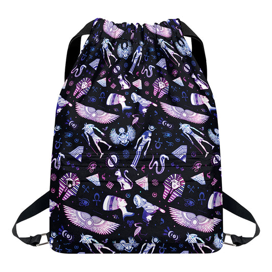 Egyptian Tribal Symbols Print Drawstring Backpack