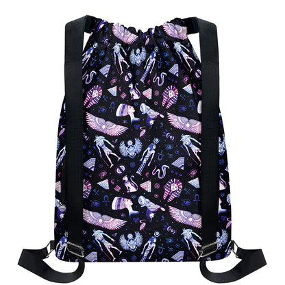 Egyptian Tribal Symbols Print Drawstring Backpack