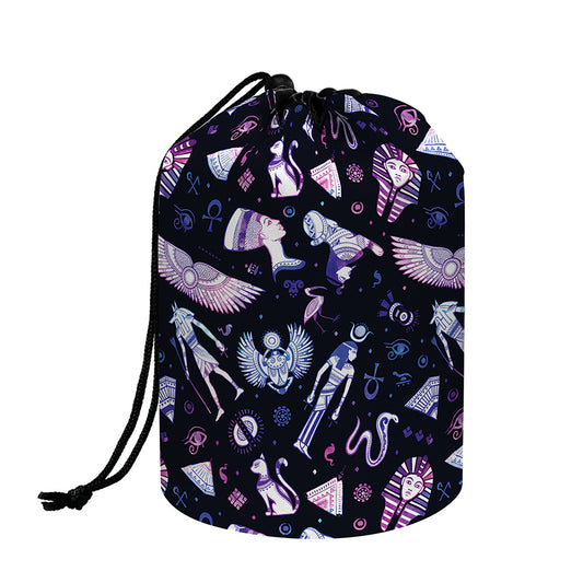 Egyptian Tribal Symbols Print Drawstring Makeup Bag
