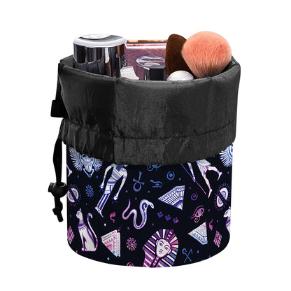 Egyptian Tribal Symbols Print Drawstring Makeup Bag