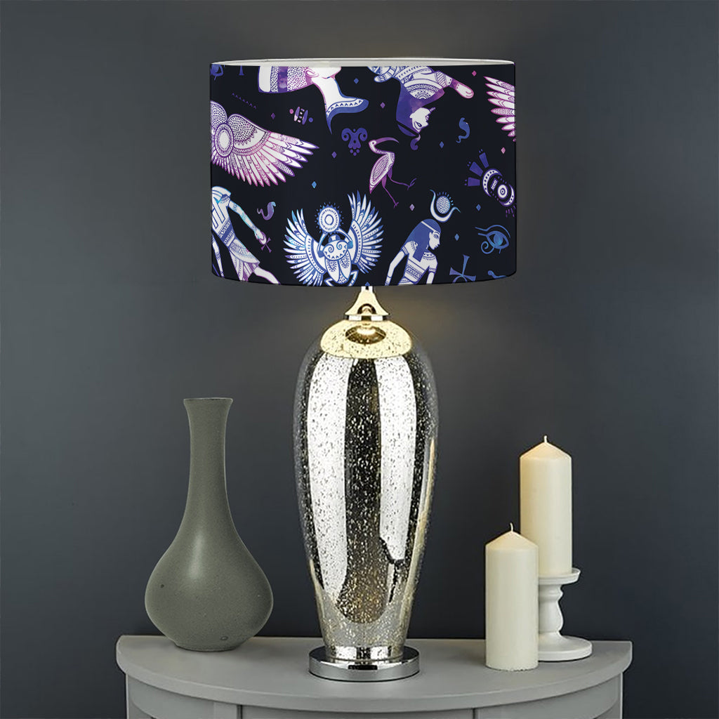 Egyptian Tribal Symbols Print Drum Lamp Shade