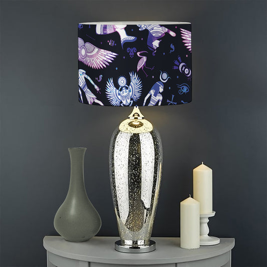 Egyptian Tribal Symbols Print Drum Lamp Shade