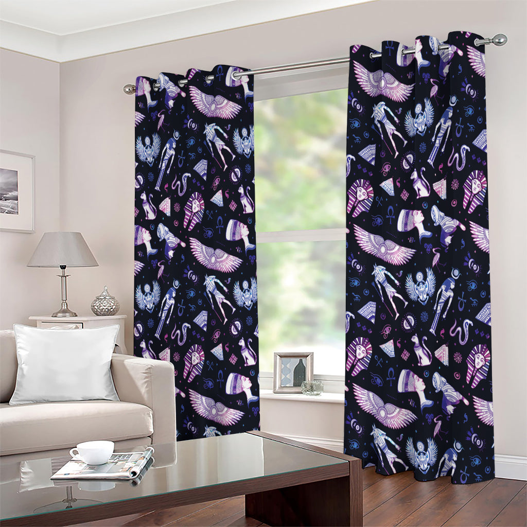 Egyptian Tribal Symbols Print Extra Wide Grommet Curtains