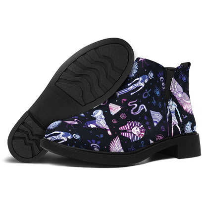 Egyptian Tribal Symbols Print Flat Ankle Boots