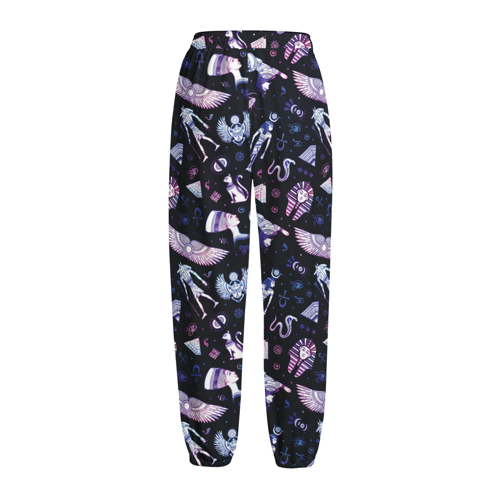 Egyptian Tribal Symbols Print Fleece Lined Knit Pants