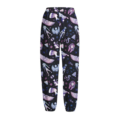 Egyptian Tribal Symbols Print Fleece Lined Knit Pants