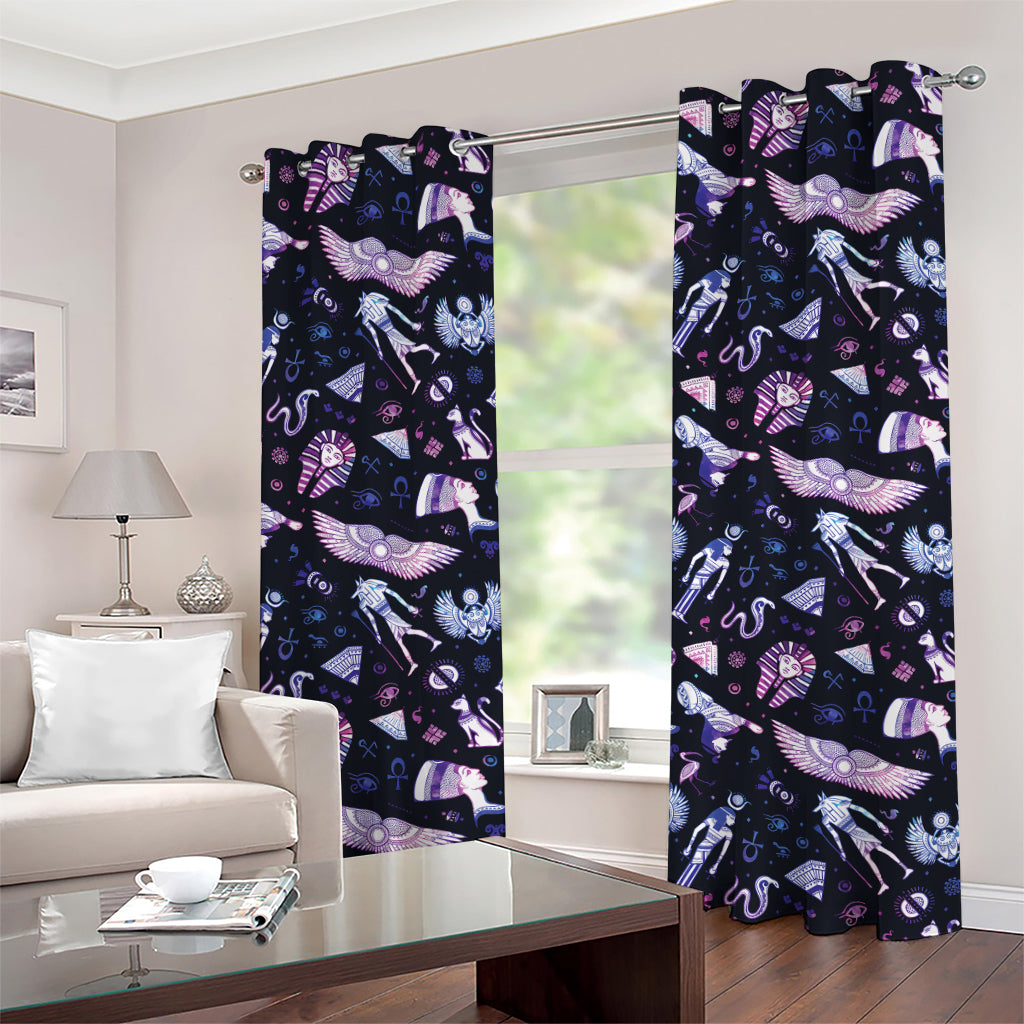 Egyptian Tribal Symbols Print Grommet Curtains
