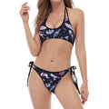 Egyptian Tribal Symbols Print Halter Scoop Tie Side Bikini