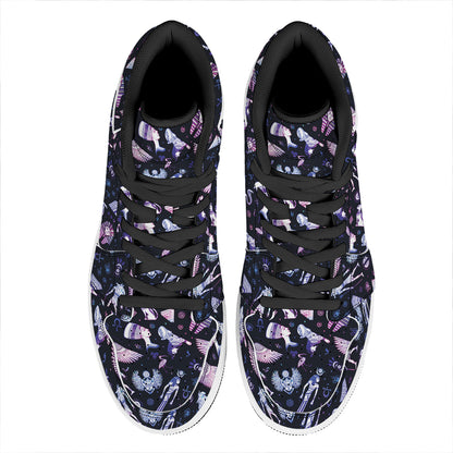 Egyptian Tribal Symbols Print High Top Leather Sneakers