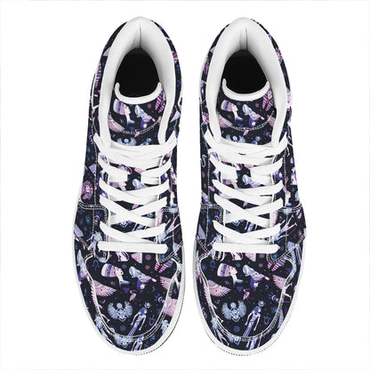 Egyptian Tribal Symbols Print High Top Leather Sneakers