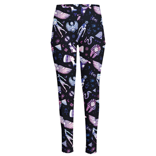 Egyptian Tribal Symbols Print High-Waisted Pocket Leggings