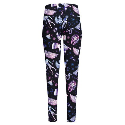 Egyptian Tribal Symbols Print High-Waisted Pocket Leggings