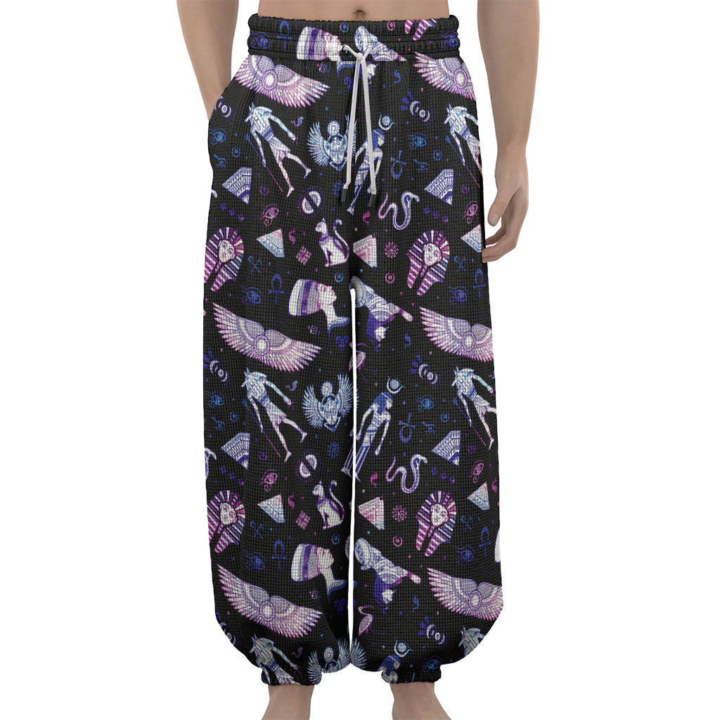 Egyptian Tribal Symbols Print Lantern Pants