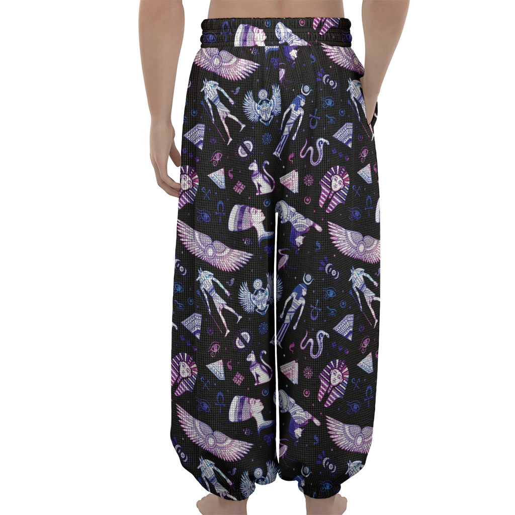 Egyptian Tribal Symbols Print Lantern Pants