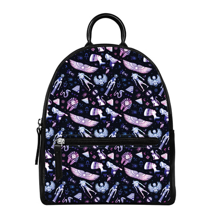 Egyptian Tribal Symbols Print Leather Backpack