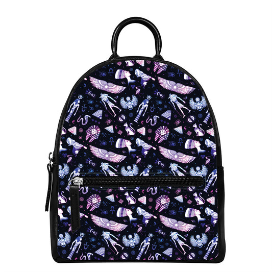 Egyptian Tribal Symbols Print Leather Backpack