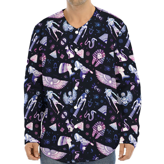 Egyptian Tribal Symbols Print Long Sleeve Baseball Jersey
