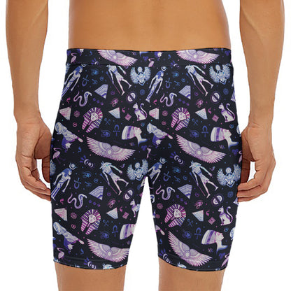 Egyptian Tribal Symbols Print Men's Long Boxer Briefs