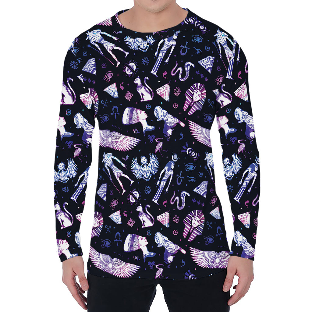 Egyptian Tribal Symbols Print Men's Long Sleeve T-Shirt
