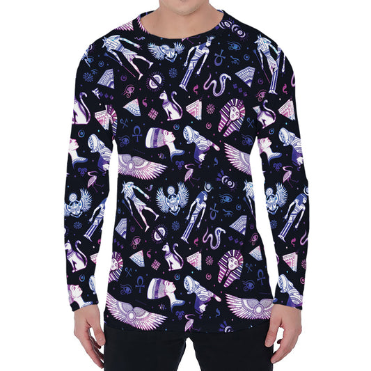 Egyptian Tribal Symbols Print Men's Long Sleeve T-Shirt