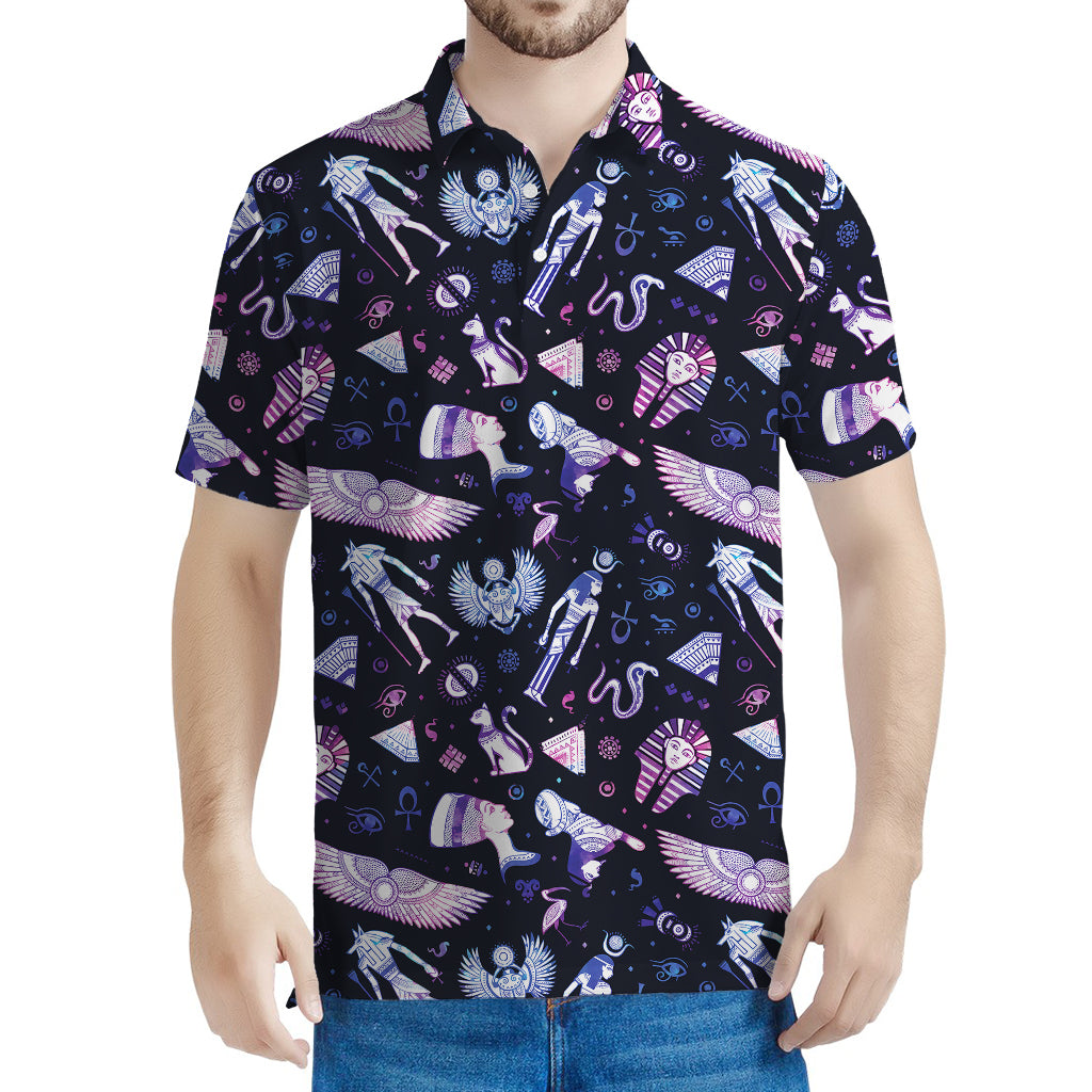 Egyptian Tribal Symbols Print Men's Polo Shirt