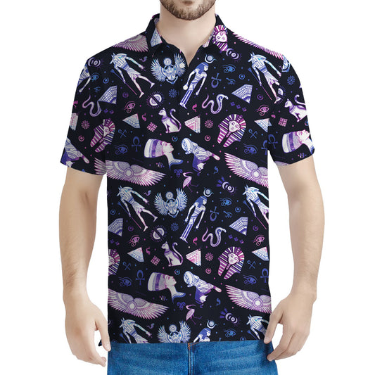 Egyptian Tribal Symbols Print Men's Polo Shirt