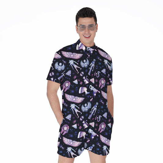 Egyptian Tribal Symbols Print Men's Rompers