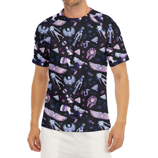 Egyptian Tribal Symbols Print Men's Short Sleeve Rash Guard