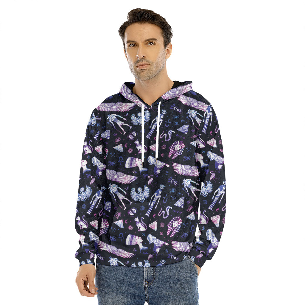 Egyptian Tribal Symbols Print Men's Velvet Pullover Hoodie