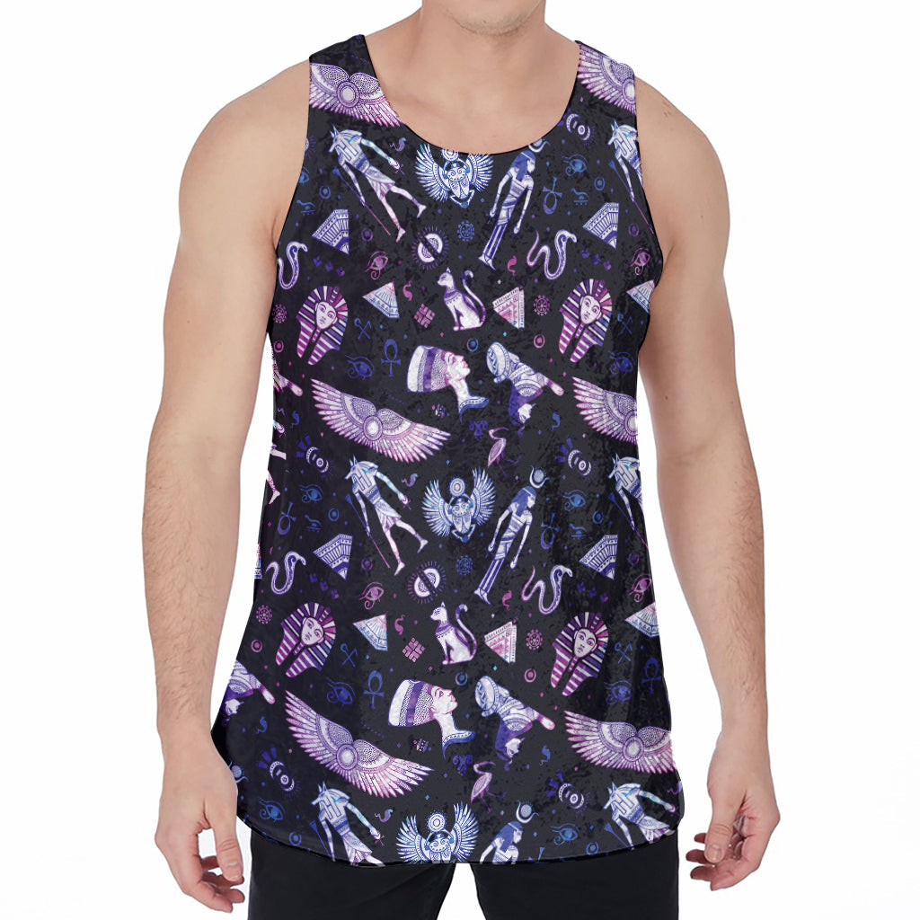 Egyptian Tribal Symbols Print Men's Velvet Tank Top