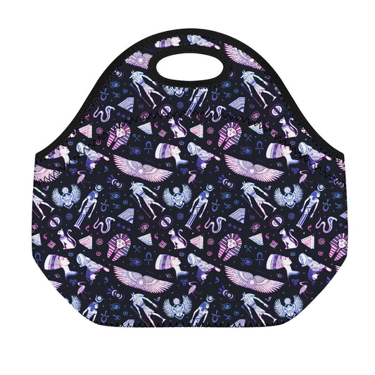 Egyptian Tribal Symbols Print Neoprene Lunch Bag