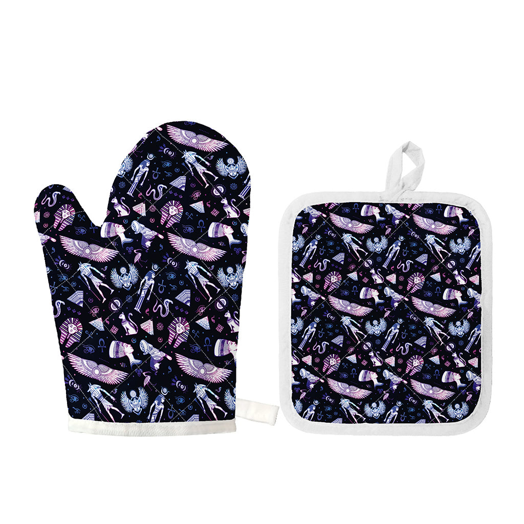 Egyptian Tribal Symbols Print Oven Mitt And Pot Holder Set